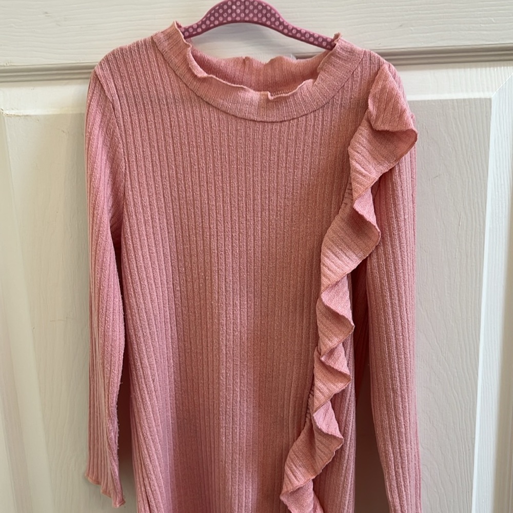 Pink Ruffled Kids Dress Size 7 - Picture 3 of 5
